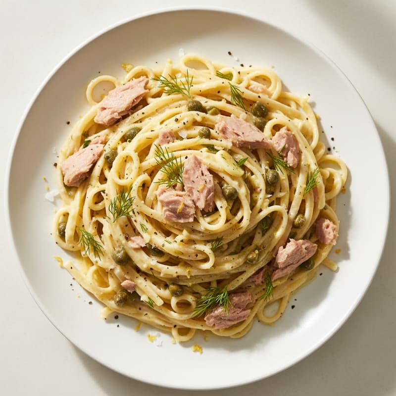 Creamy Lemon-Dill Tuna Hearts of Palm Linguine