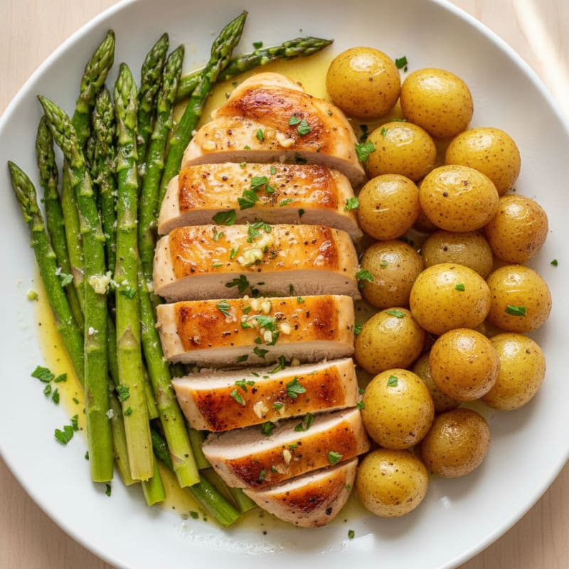 Lemon Herb Roasted Chicken with Asparagus