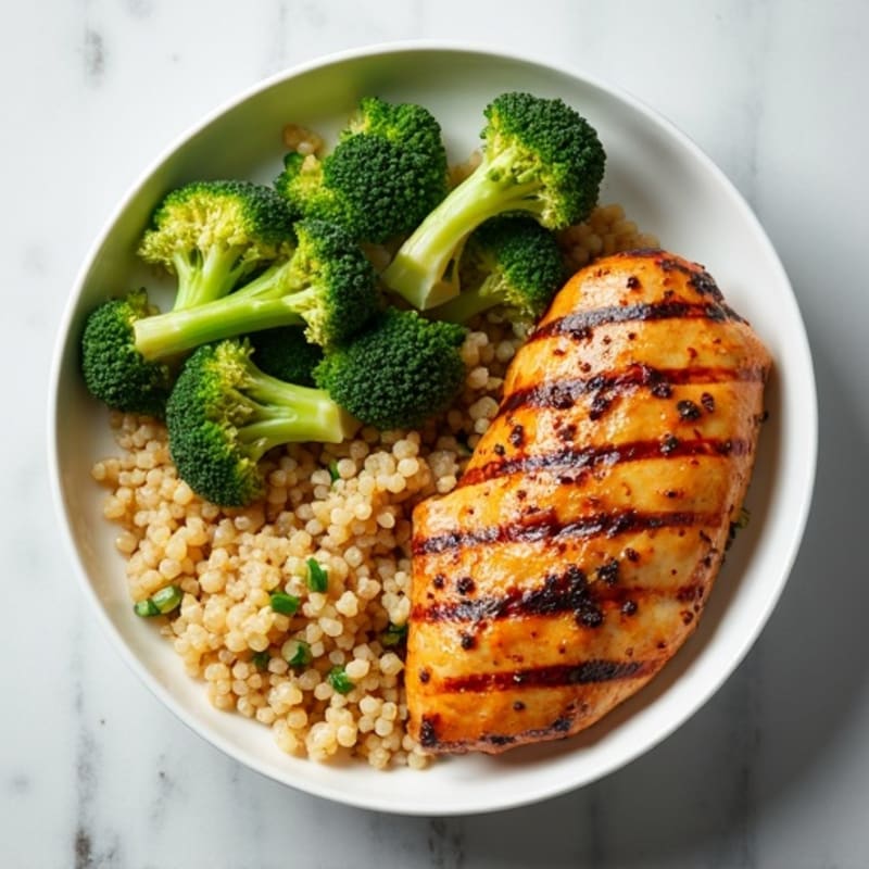 Grilled Chicken Breast with Roasted Broccoli and Quinoa