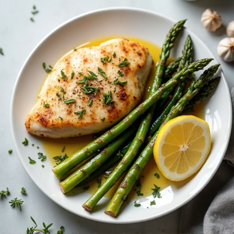 Lemon Herb Roasted Chicken with Crispy Roasted Asparagus