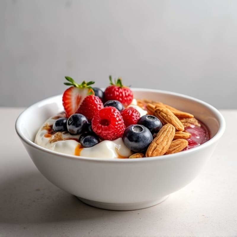 Greek Yogurt Protein Bowl with Mixed Berries and Almonds