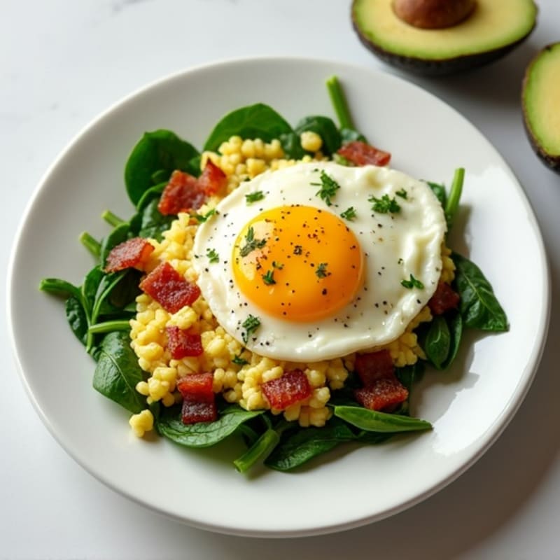 Egg White Scramble with Spinach and Turkey Bacon
