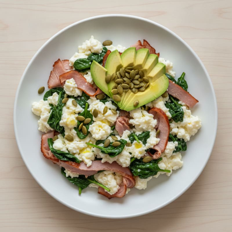 Egg White Scramble with Spinach and Smoked Turkey