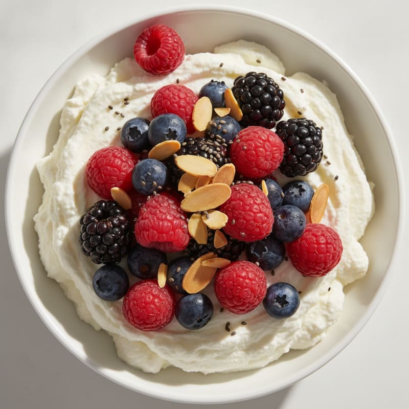 Silky Greek Yogurt Protein Pudding with Mixed Berries