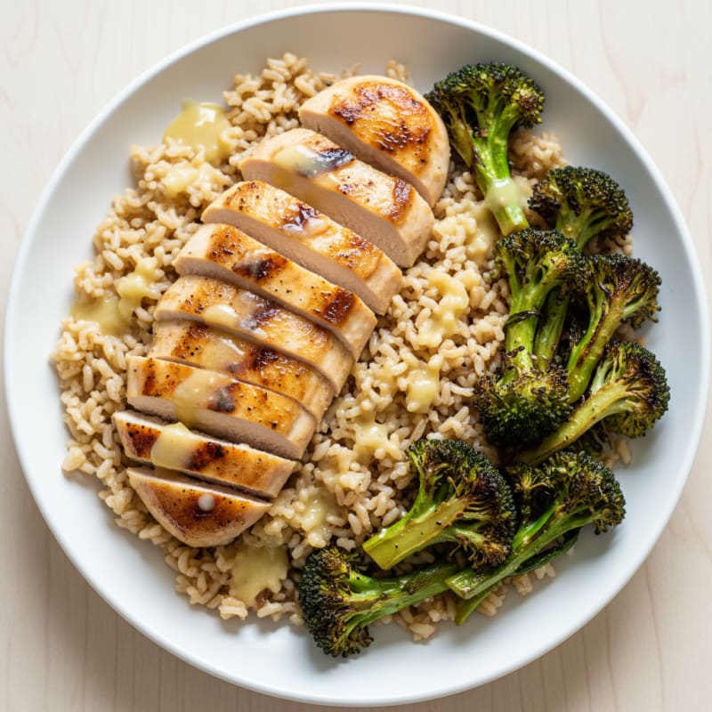 Grilled Chicken Rice Bowl with Roasted Broccoli