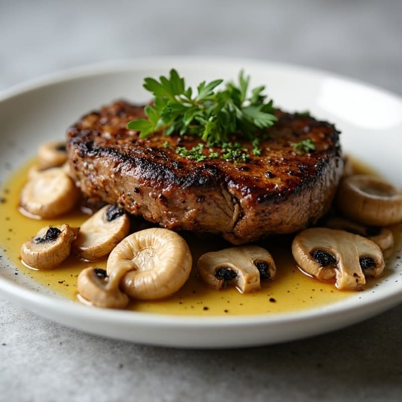 Herb-Crusted Ribeye with Garlic Butter Mushrooms