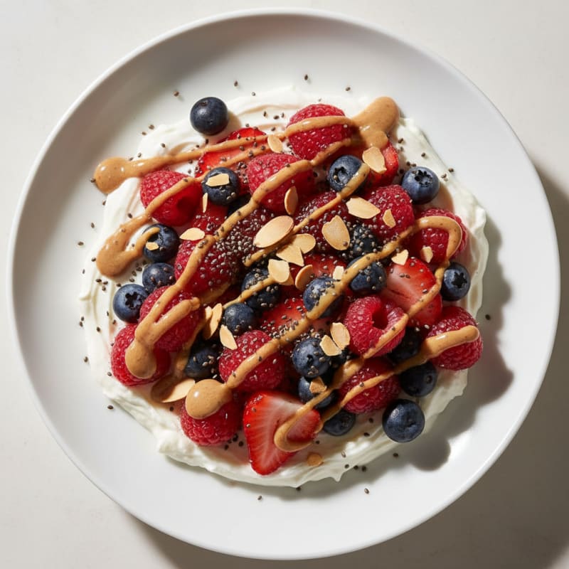 Silky Greek Yogurt Protein Pudding with Mixed Berries