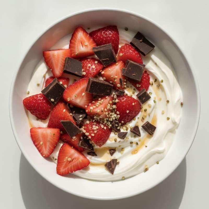Strawberry Yogurt Bowl with Dark Chocolate