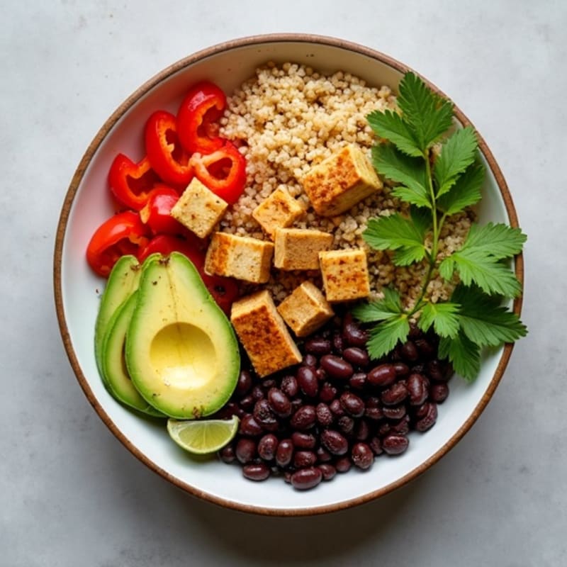 Spicy Black Bean Quinoa Bowl with Lime Avocado