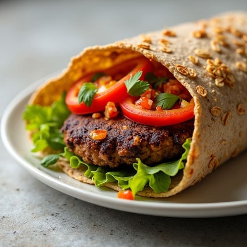 Spicy Black Bean Veggie Burger Wrap