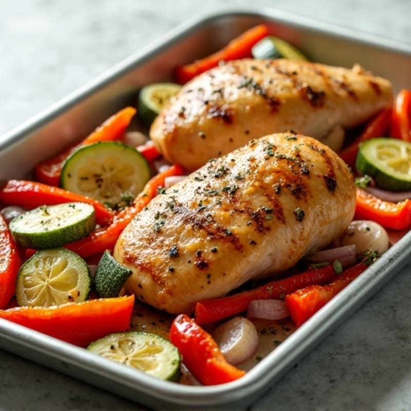 Sheet Pan Lemon Herb Roasted Chicken and Crispy Vegetables