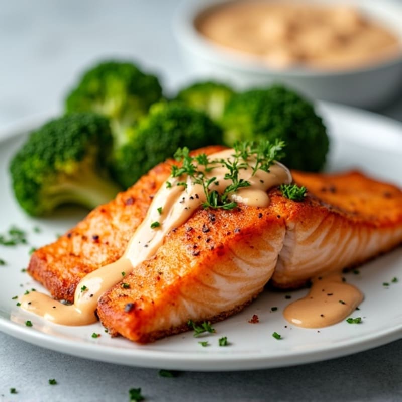 Crispy Salmon with Creamy Sweet Chili Sauce