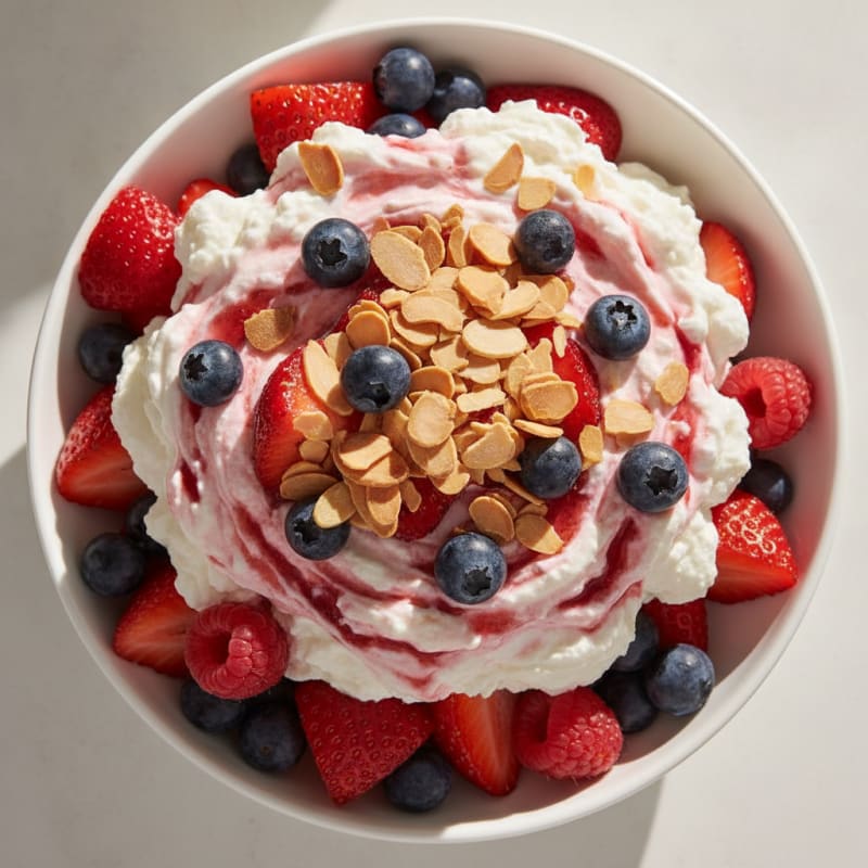 Greek Yogurt Protein Parfait with Mixed Berries and Almonds