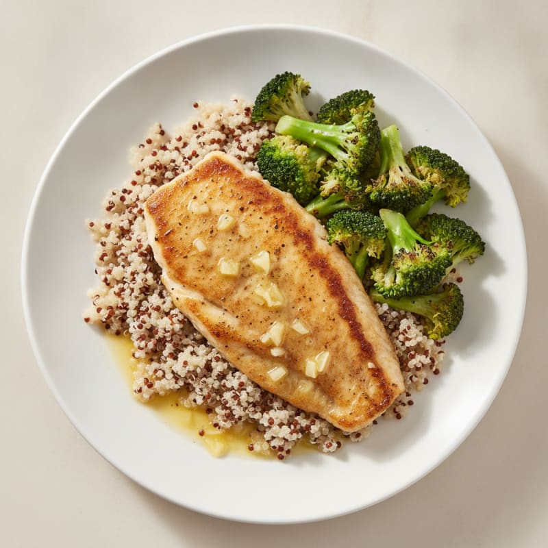 Seared Tilapia with Steamed Broccoli and Quinoa
