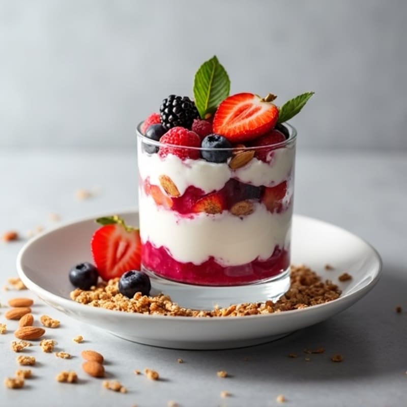 Greek Yogurt Protein Parfait with Berries and Almonds