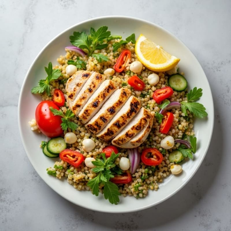 Grilled Chicken and Quinoa Salad with Crunchy Vegetables