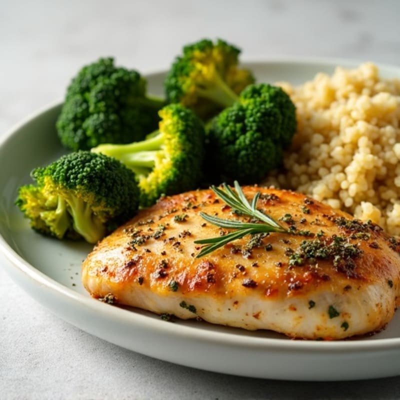 Herb-Crusted Lean Chicken Breast with Roasted Broccoli