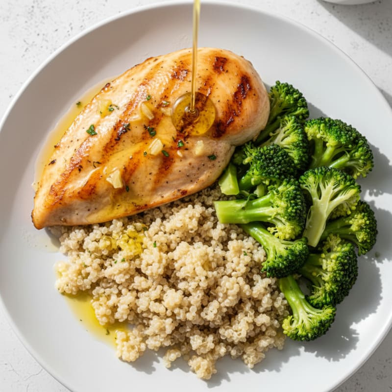 Grilled Chicken Breast with Quinoa and Steamed Broccoli