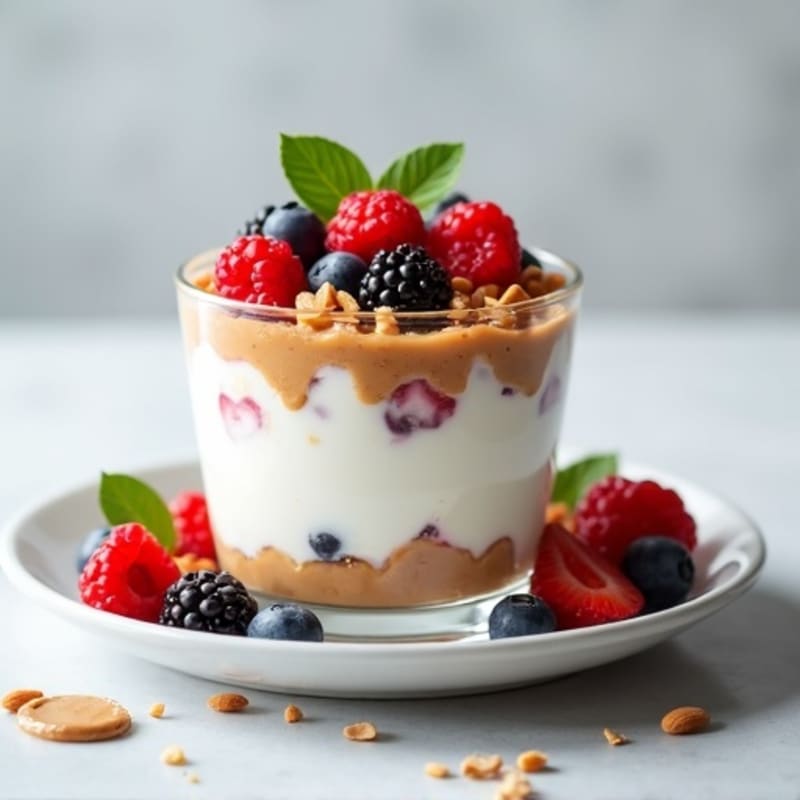 Greek Yogurt Protein Parfait with Mixed Berries and Almond Butter