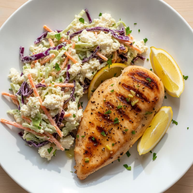 Lemon Herb Chicken with Creamy Coleslaw