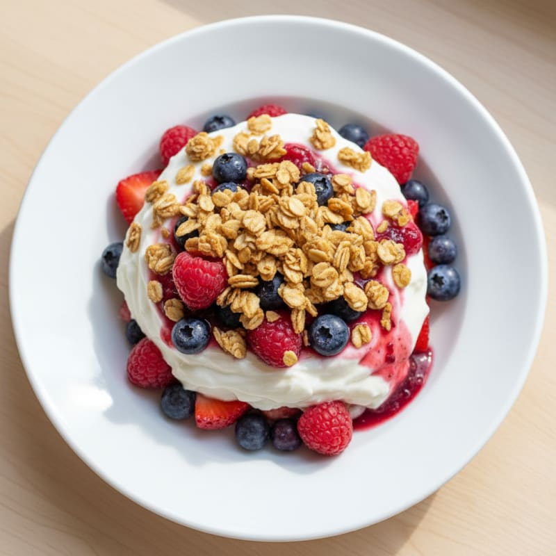 Vanilla Protein Yogurt Parfait with Mixed Berries