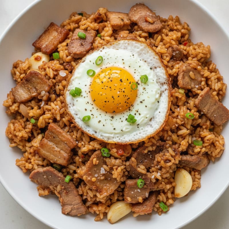 Kimchi Fried Rice with Pork Belly