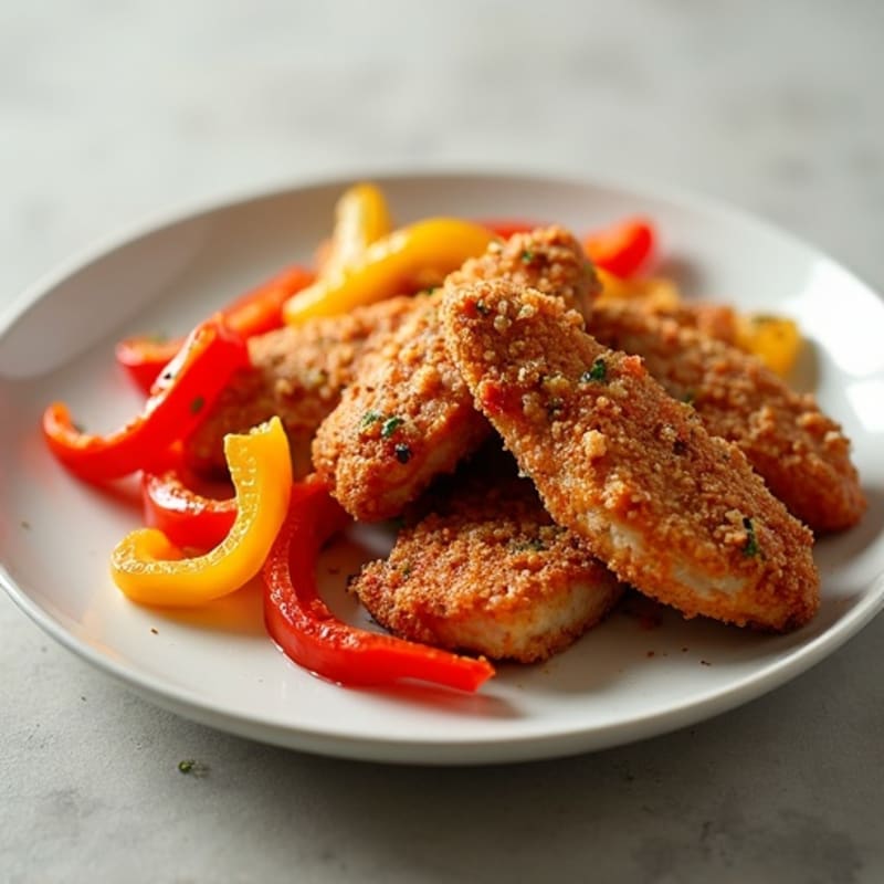 Crispy Baked Sweet & Sour Chicken with Roasted Bell Peppers
