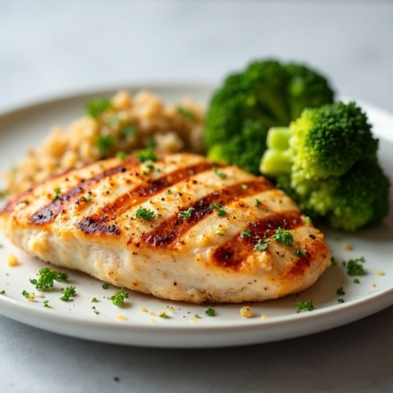Grilled Chicken Breast with Quinoa and Steamed Broccoli