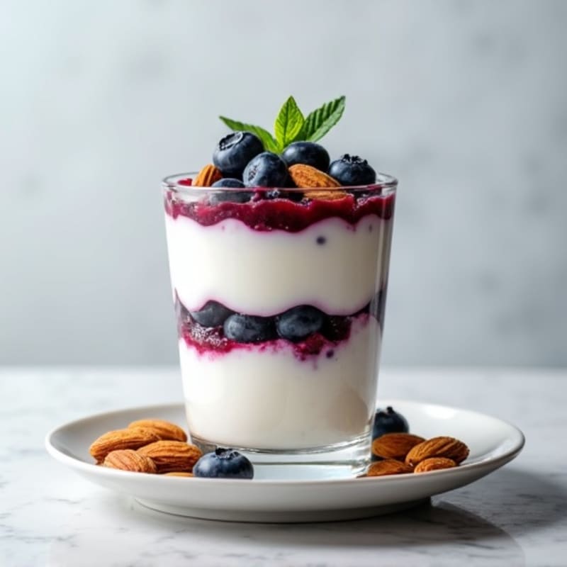 Greek Yogurt Protein Parfait with Blueberries and Almonds
