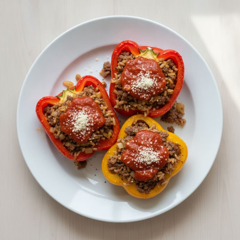 Beef and Rice Stuffed Bell Peppers
