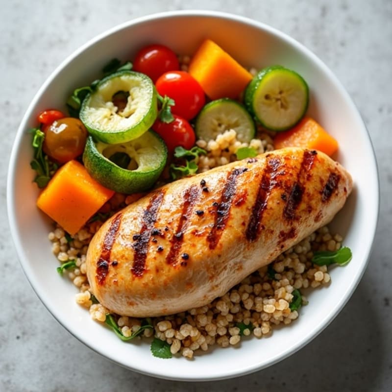 Grilled Chicken and Roasted Vegetable Quinoa Bowl