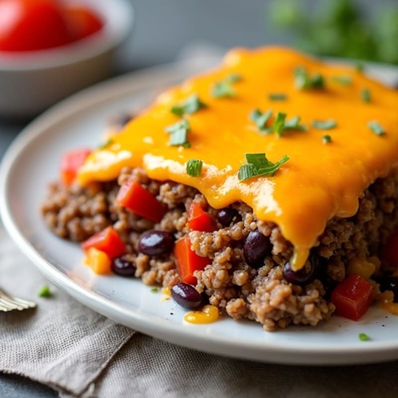 Lean Ground Beef and Black Bean Cheesy Bake