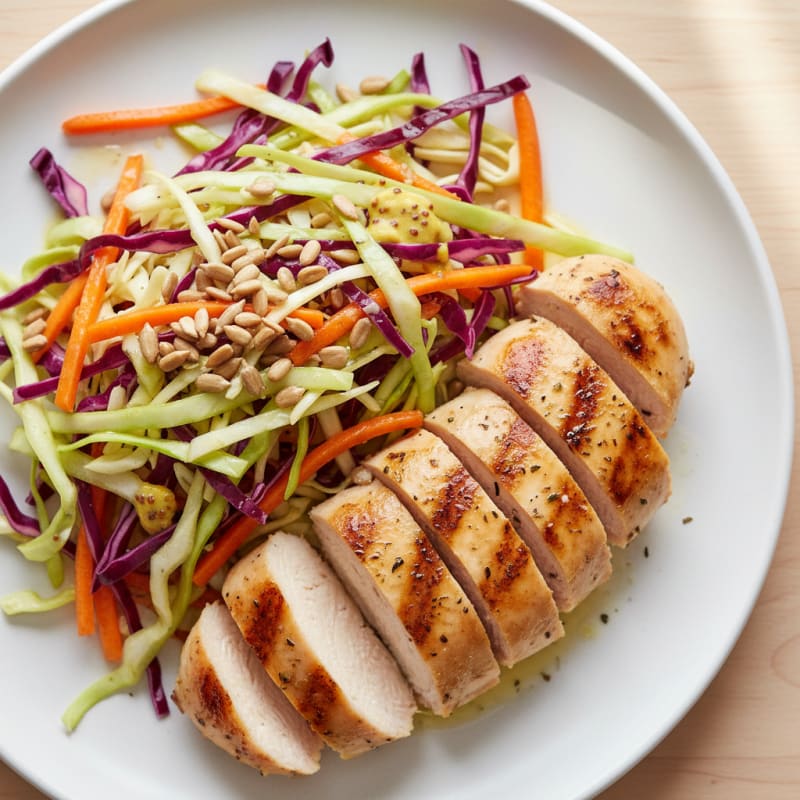 Grilled Chicken Breast with Crunchy Cabbage Slaw