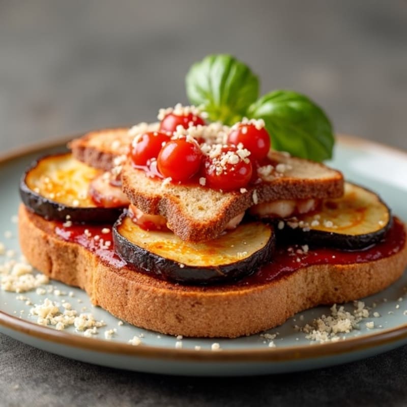 Crispy Baked Eggplant Open-Faced Sandwich with Fresh Marinara
