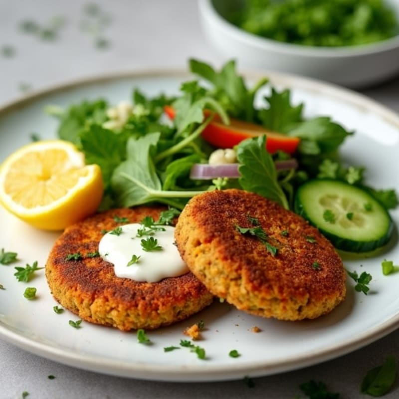 Crispy Baked Falafel with Creamy Tahini and Fresh Herb Salad