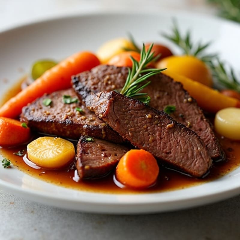Tender Slow-Cooked Beef Brisket with Roasted Root Vegetables