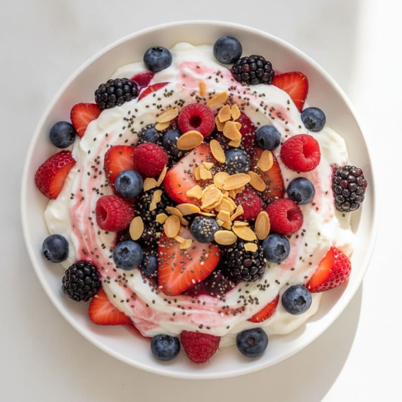 Greek Yogurt Protein Parfait with Mixed Berries