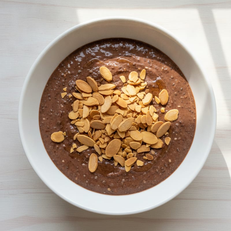 Chocolate Protein Pudding with Almonds