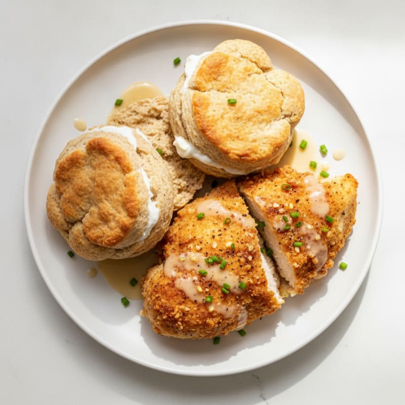 Buttermilk Fried Chicken with Fluffy Biscuits