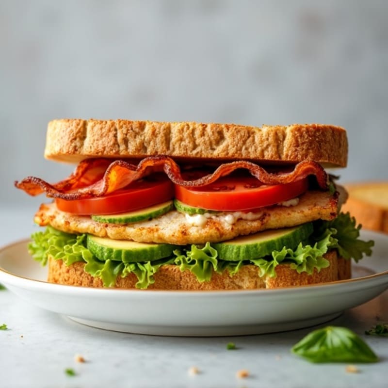 Grilled Chicken and Crispy Turkey Bacon BLT Sandwich