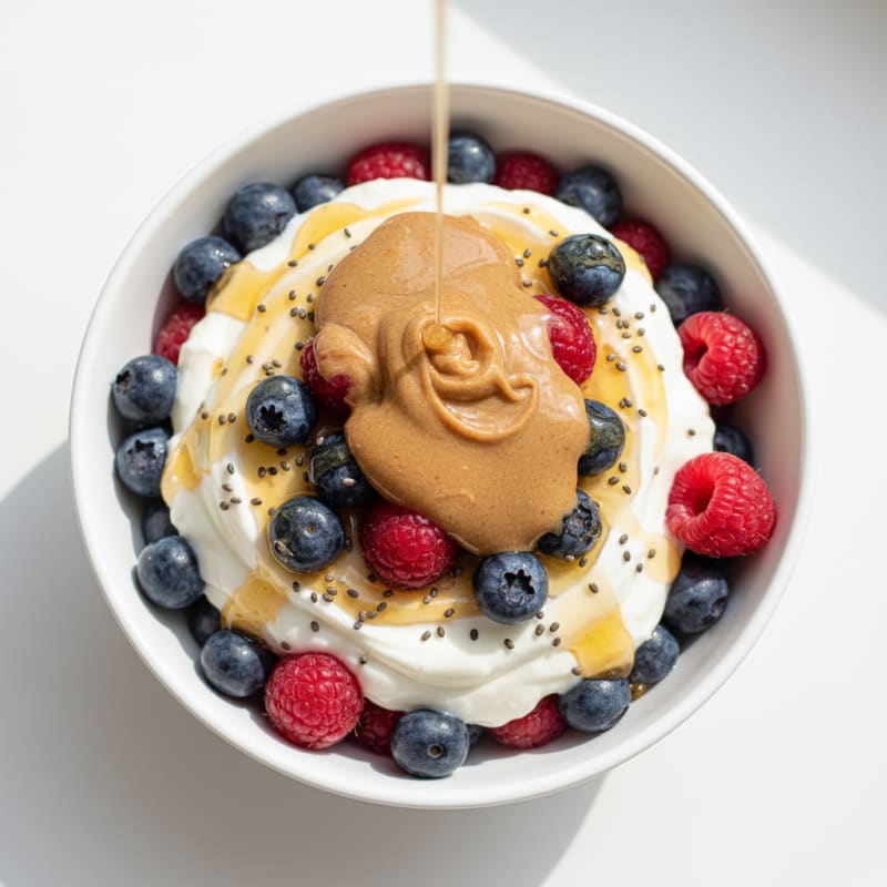Creamy Greek Yogurt Parfait with Mixed Berries and Almond Butter