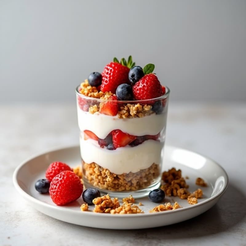 Greek Yogurt Parfait with Fresh Berries and Crunchy Granola