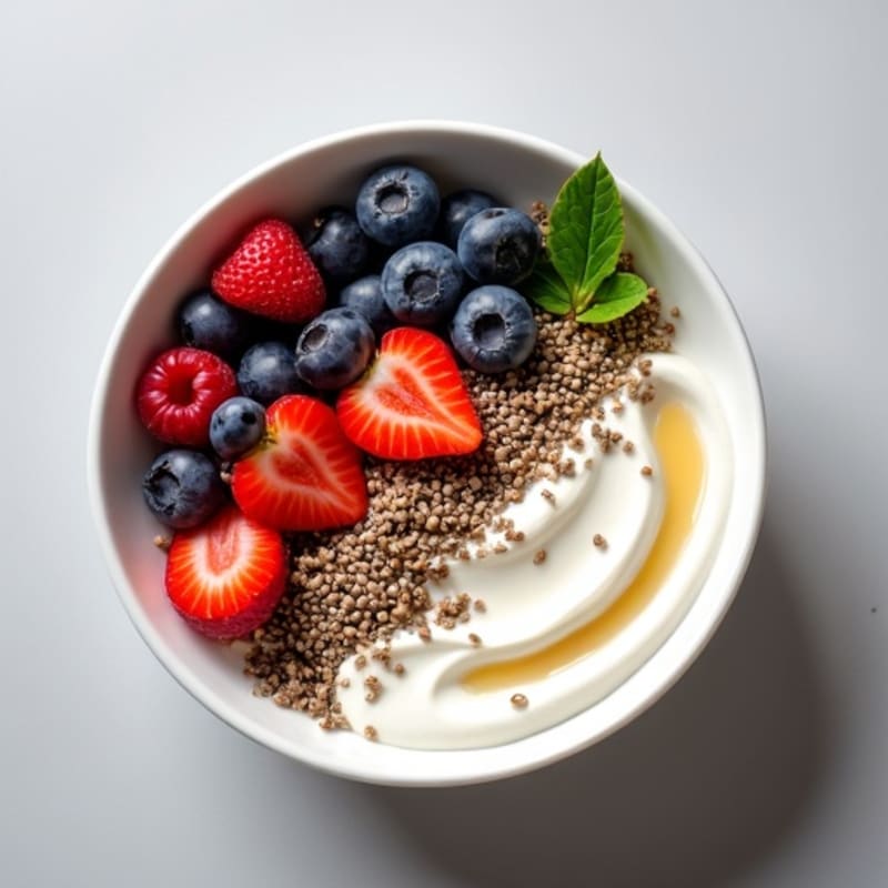 Creamy Greek Yogurt Bowl with Chia, Hemp Seeds, and Mixed Berries