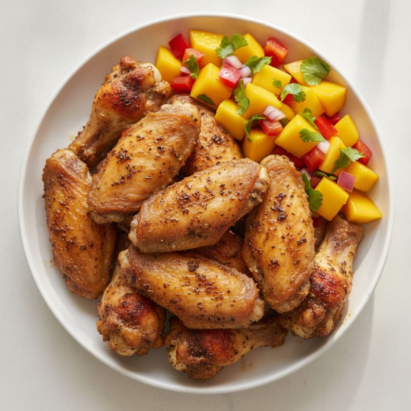 Jerk Chicken Wings with Mango Salsa