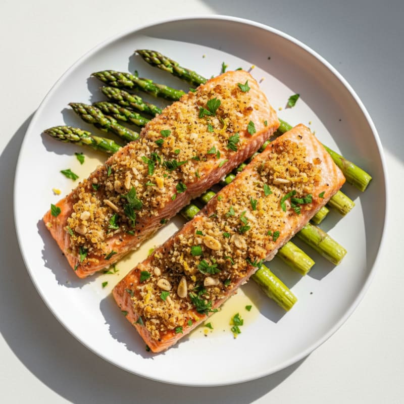 Herb-Crusted Salmon with Roasted Asparagus