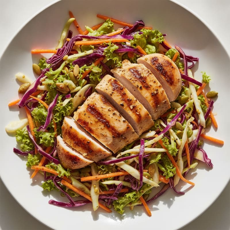 Grilled Chicken Breast with Crunchy Cabbage Slaw