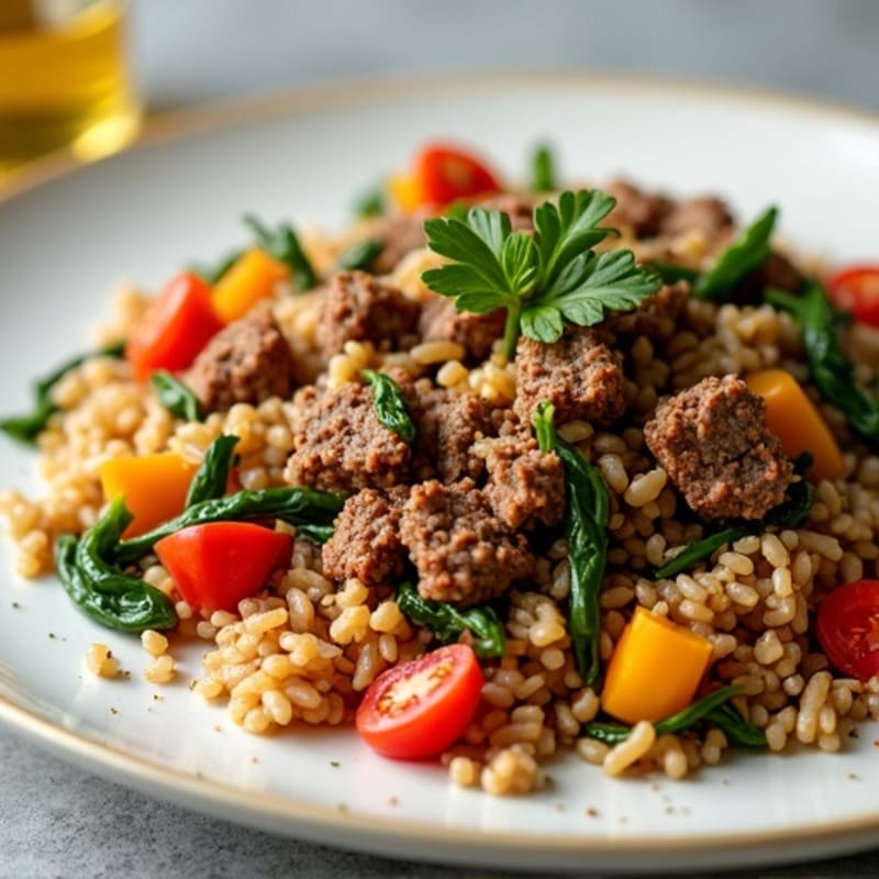 Herb-Seasoned Ground Beef and Rice Skillet