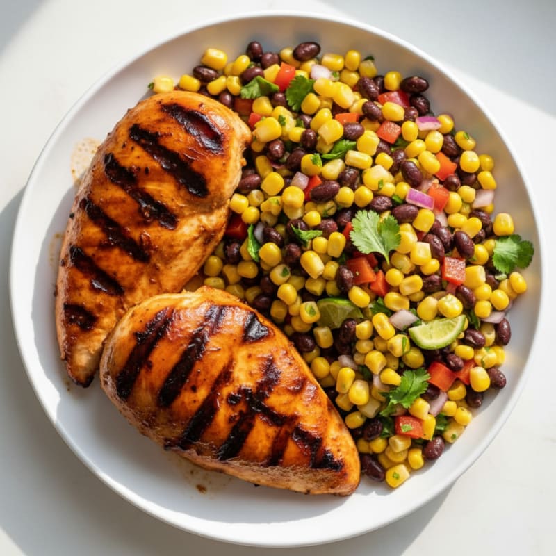 Grilled BBQ Chicken with Corn Salsa