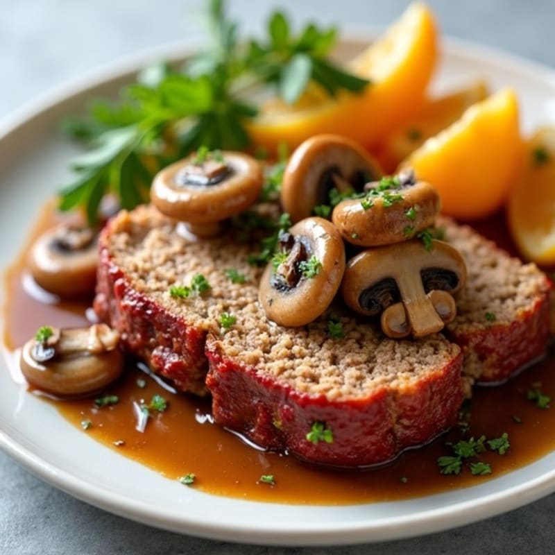 Lean Beef Meatloaf with Savory Mushroom Gravy