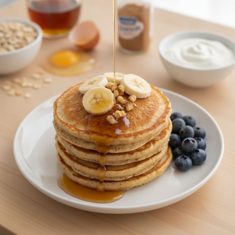High-Protein Banana Oat Pancakes